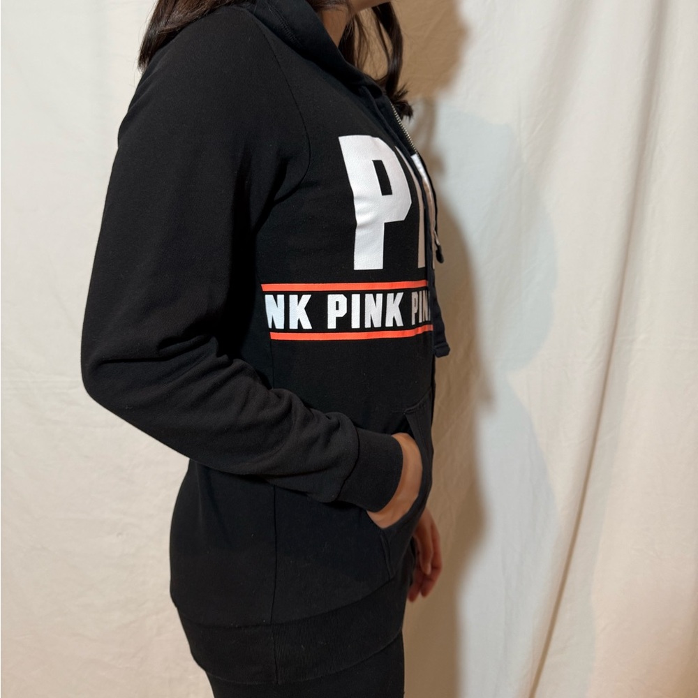 PINK Victoria's Secret Black Zip-Up Hoodie Size XS - Picture 11 of 12